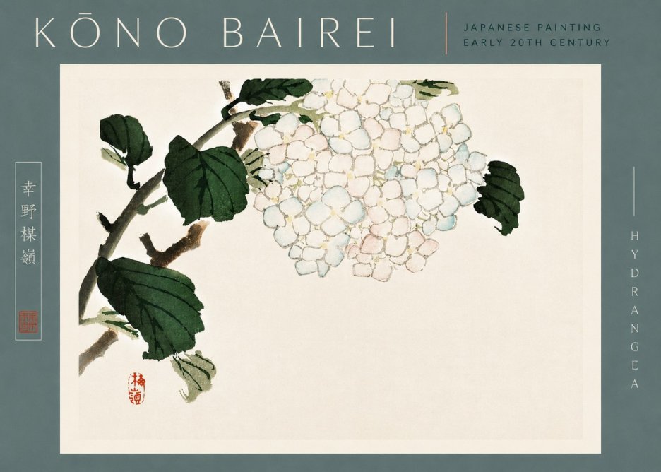 Kōno Bairei Hydrangea No4 - Juliste