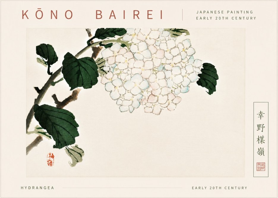 Kōno Bairei Hydrangea No6 - Juliste