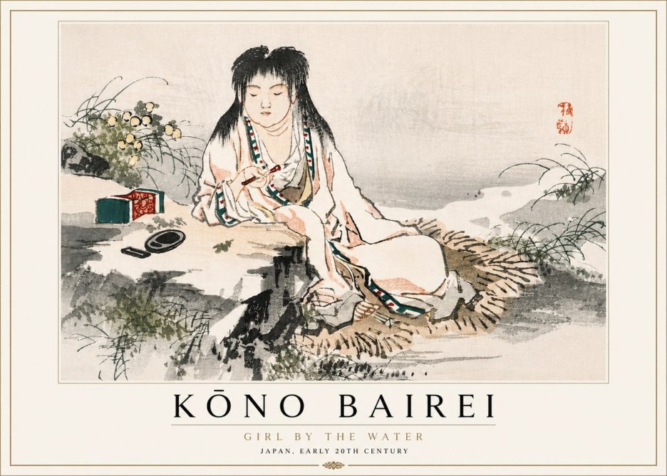 Kōno Bairei Girl by the Water No5 - Juliste
