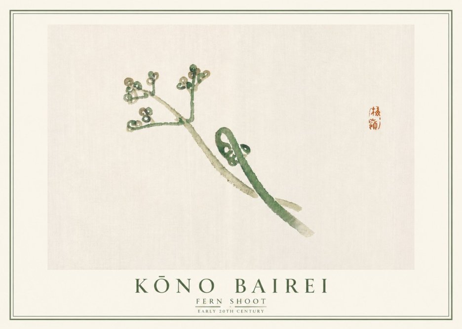 Kōno Bairei Fern Shoot No5 - Juliste