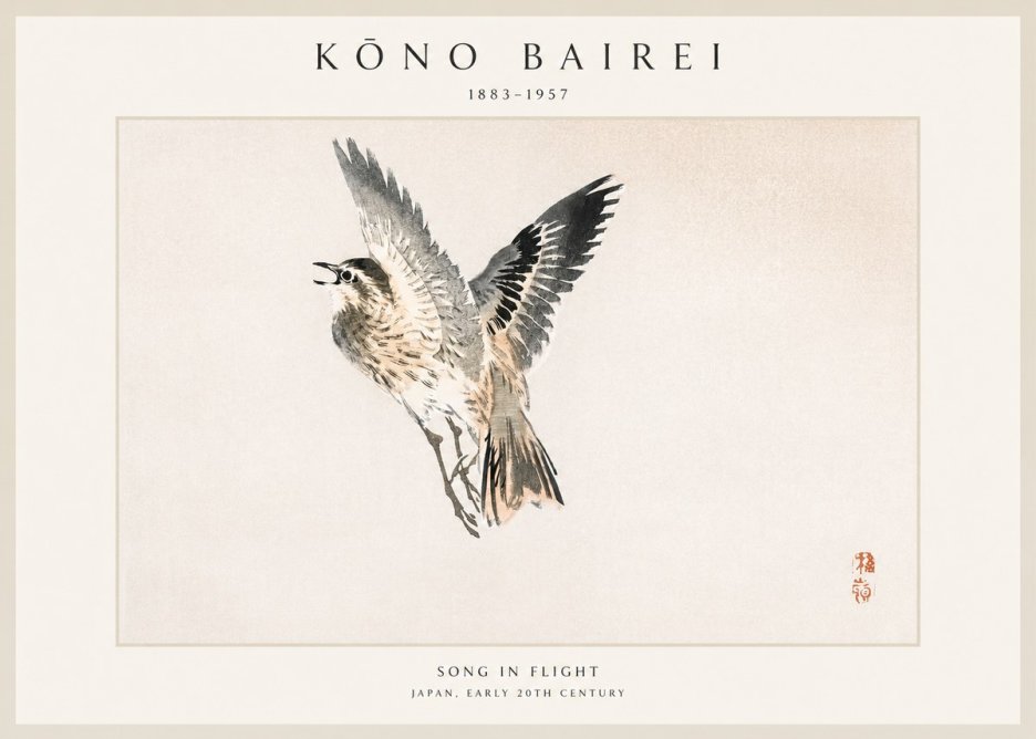 Kōno Bairei Song in Flight No1 - Juliste