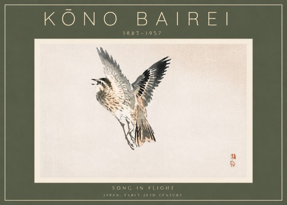 Kōno Bairei Song in Flight No2 - Juliste