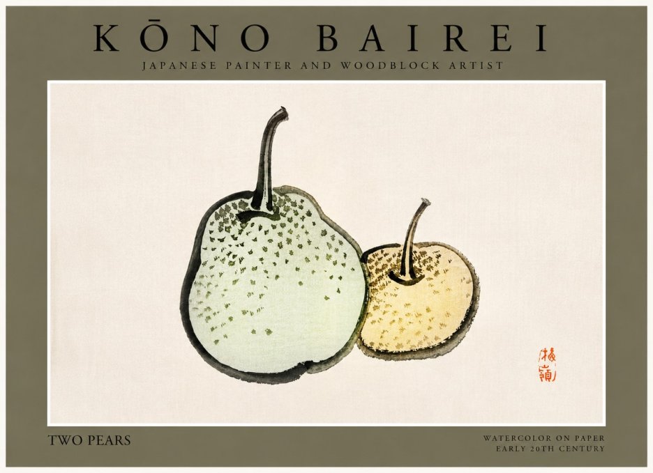 Kōno Bairei Two Pears No3 - Juliste
