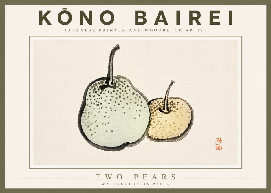 Kōno Bairei Two Pears No5 - Juliste