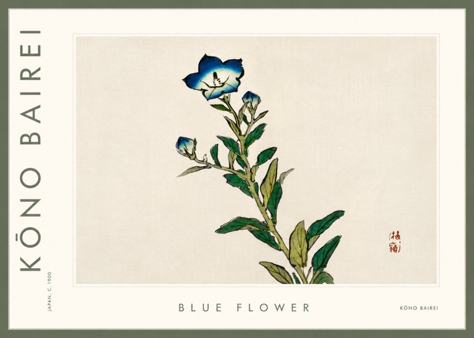 Kōno Bairei Blue Flower No3 - Juliste