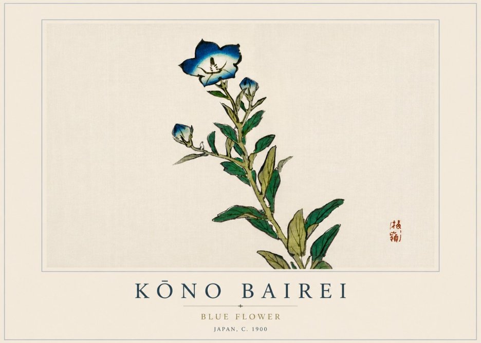 Kōno Bairei Blue Flower No4 - Juliste
