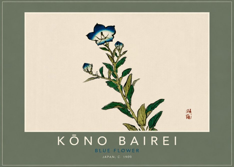 Kōno Bairei Blue Flower No5 - Juliste