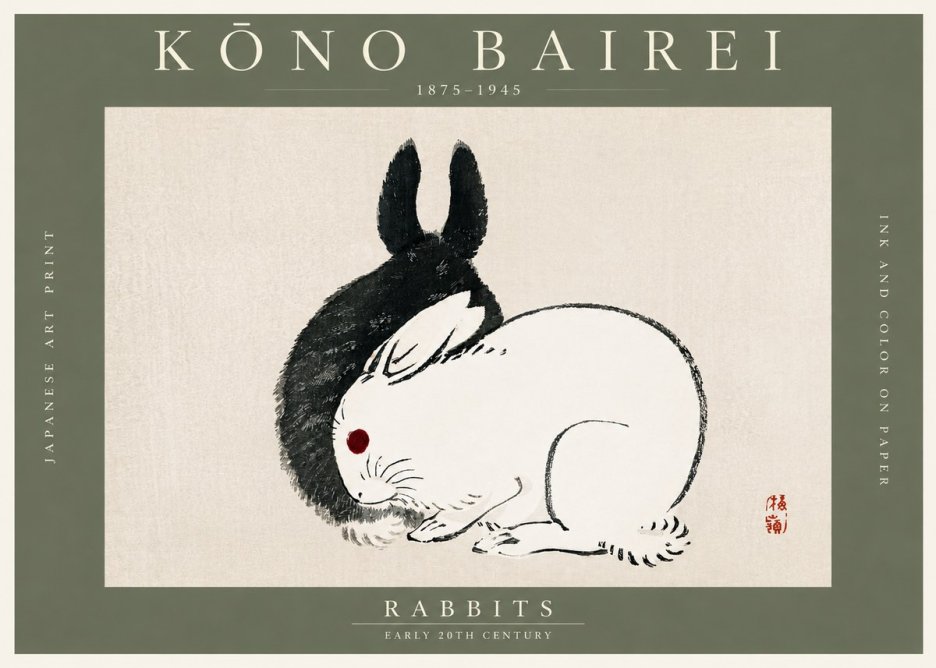 Kōno Bairei Rabbits No3 - Juliste