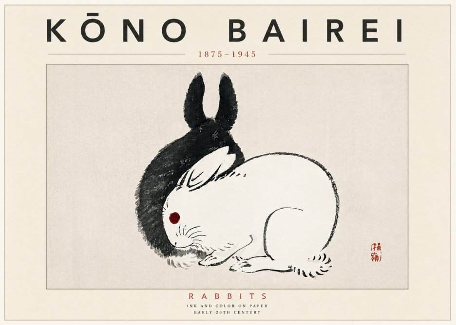 Kōno Bairei Rabbits No6 - Juliste