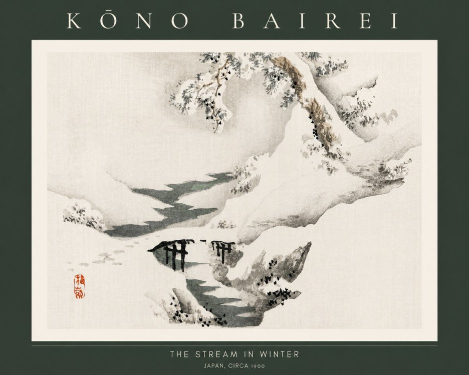 Kōno Bairei The Stream in Winter No2 - Juliste