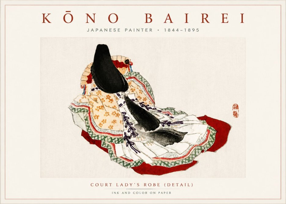 Kōno Bairei Court Lady's Robe (Detail) No6 - Juliste