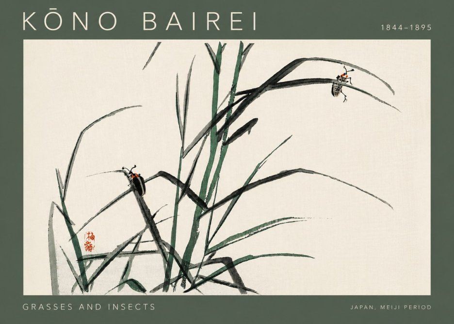 Kōno Bairei Grasses and Insects No4 - Juliste