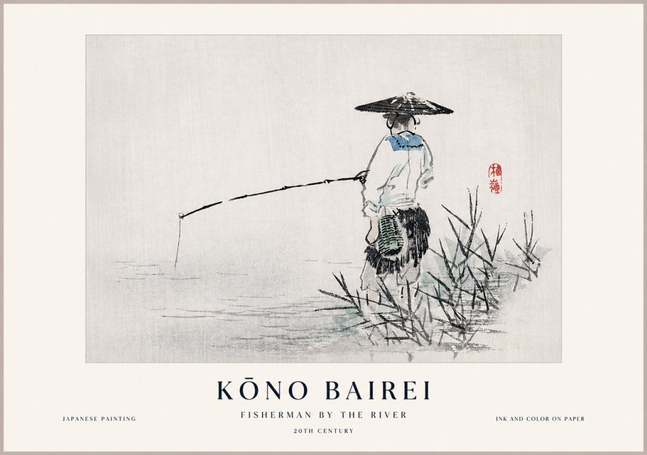 Kōno Bairei Fisherman by the River No1 - Juliste