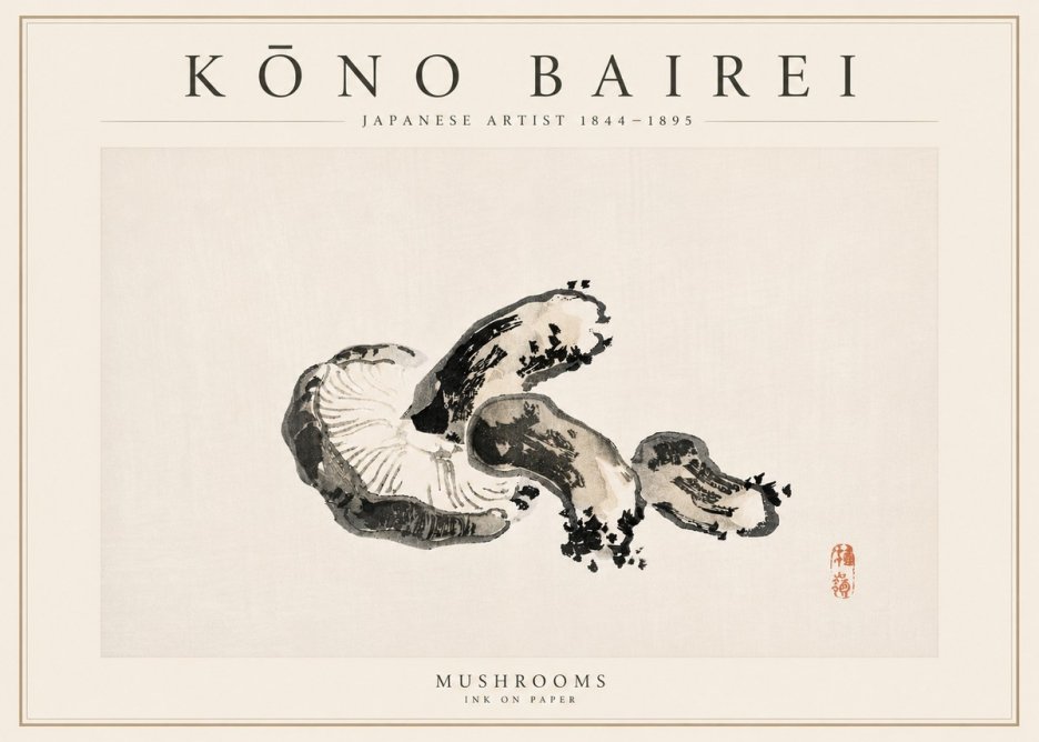 Kōno Bairei Mushrooms No6 - Juliste