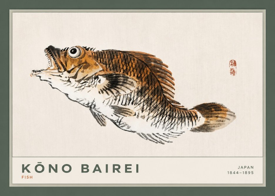 Kōno Bairei Fish II No2 - Juliste