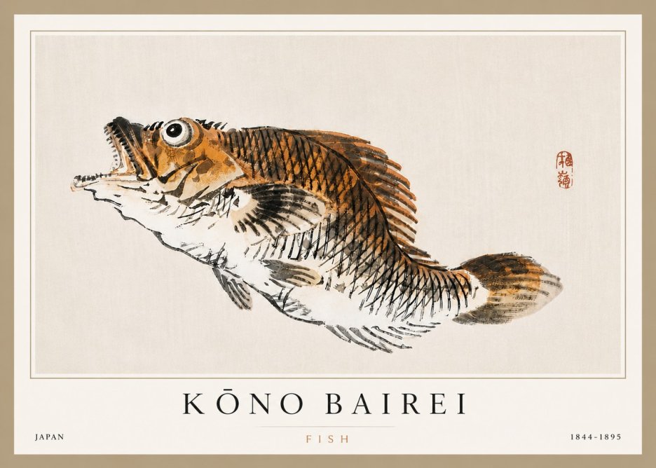 Kōno Bairei Fish II No3 - Juliste