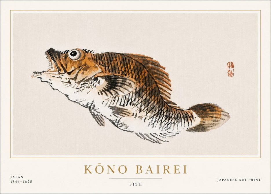 Kōno Bairei Fish II No6 - Juliste