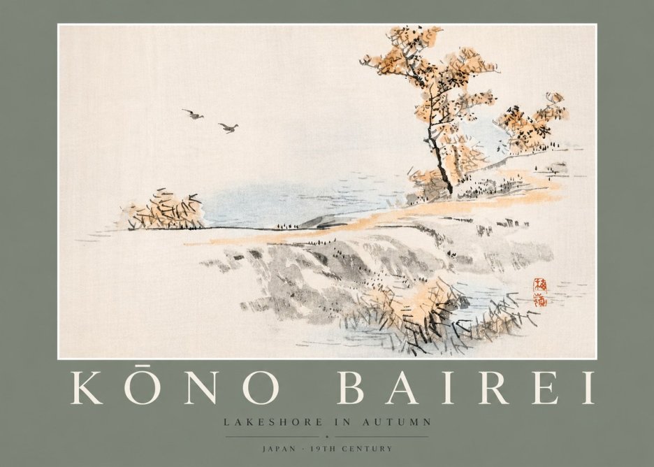 Kōno Bairei Lakeshore in Autumn No2 - Juliste