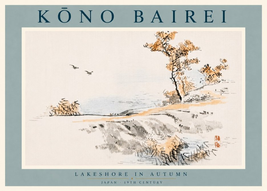 Kōno Bairei Lakeshore in Autumn No6 - Juliste