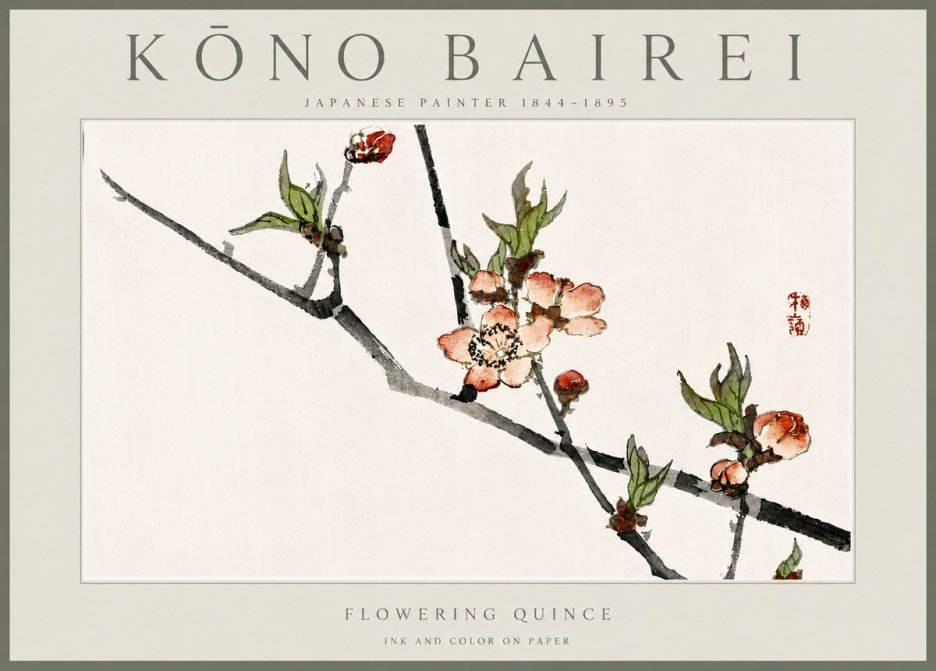Kōno Bairei Flowering Quince No6 - Juliste