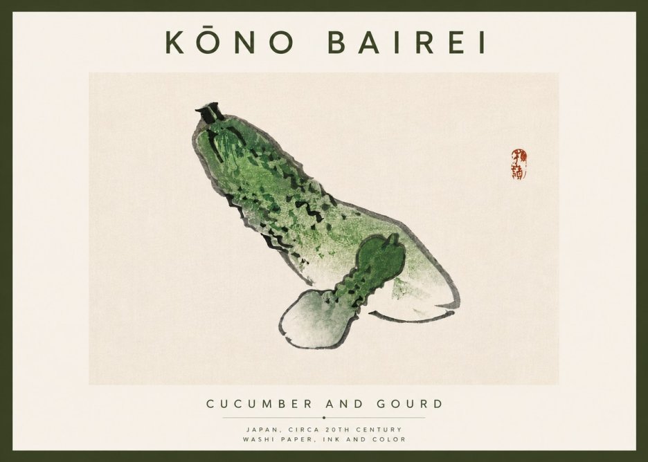 Kōno Bairei Cucumber and Gourd No5 - Juliste