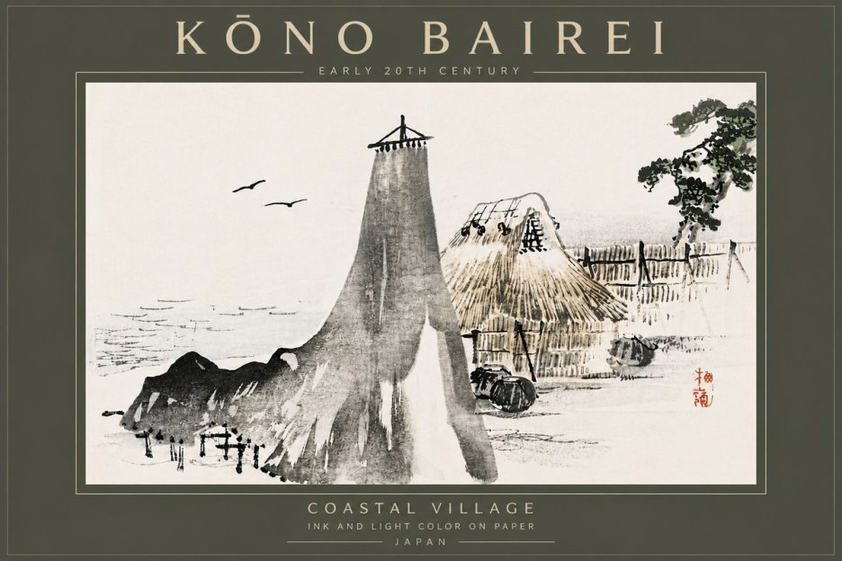 Kōno Bairei Coastal Village No6 - Juliste