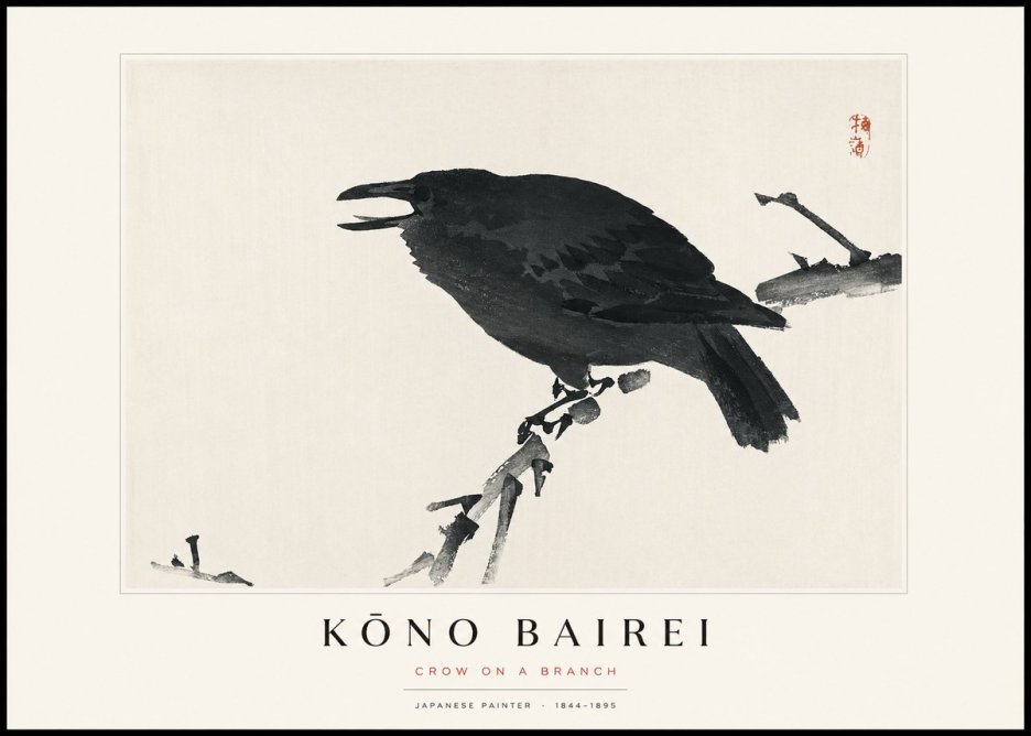 Kōno Bairei Crow on a Branch No1 - Juliste