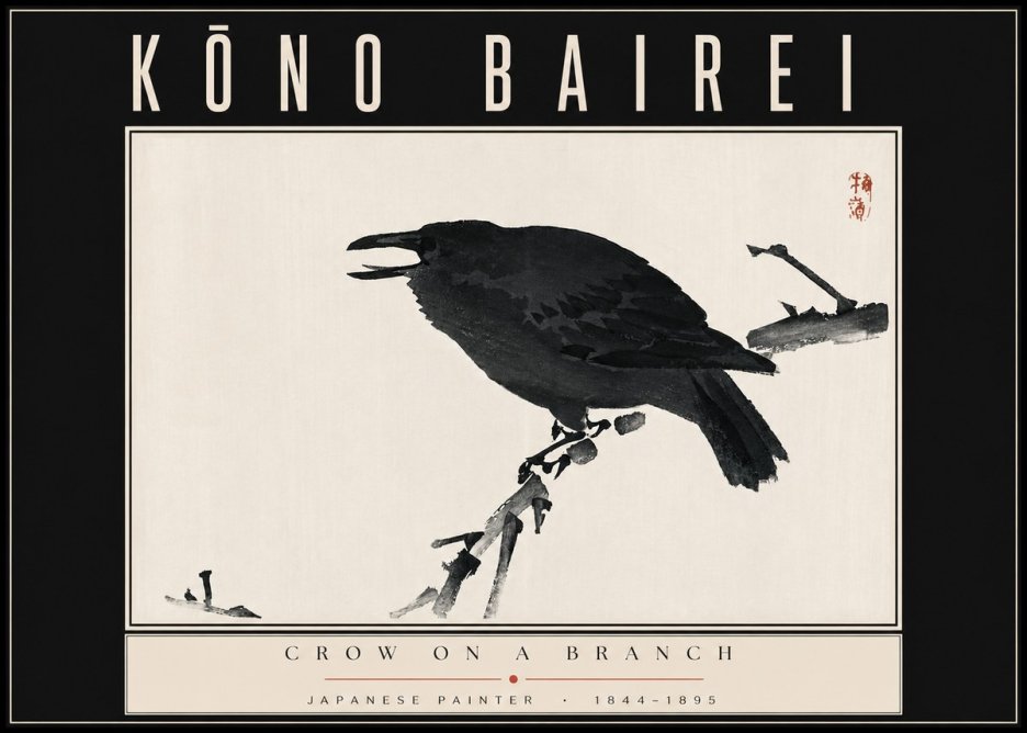 Kōno Bairei Crow on a Branch No4 - Juliste