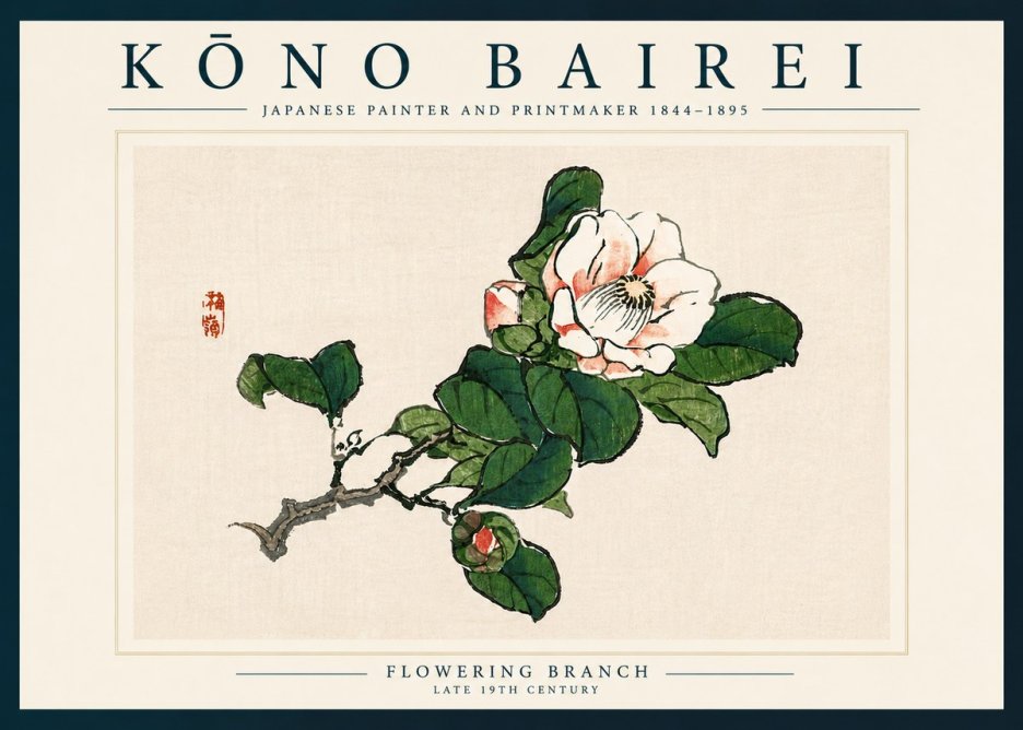 Kōno Bairei Flowering Branch No6 - Juliste