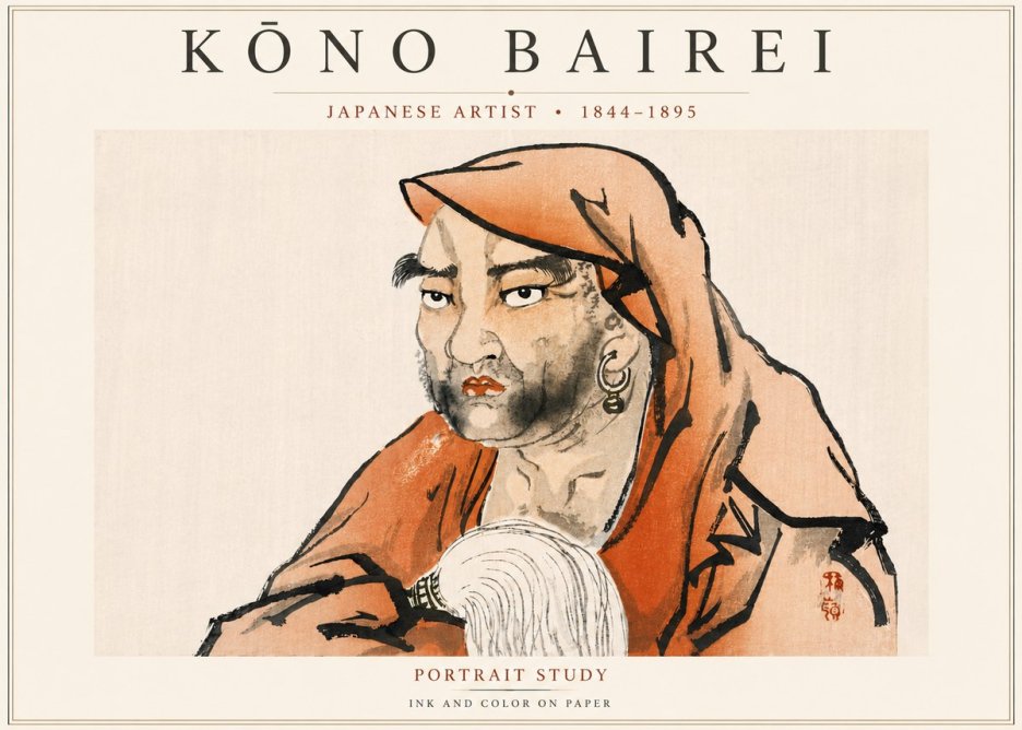 Kōno Bairei Portrait Study No3 - Juliste