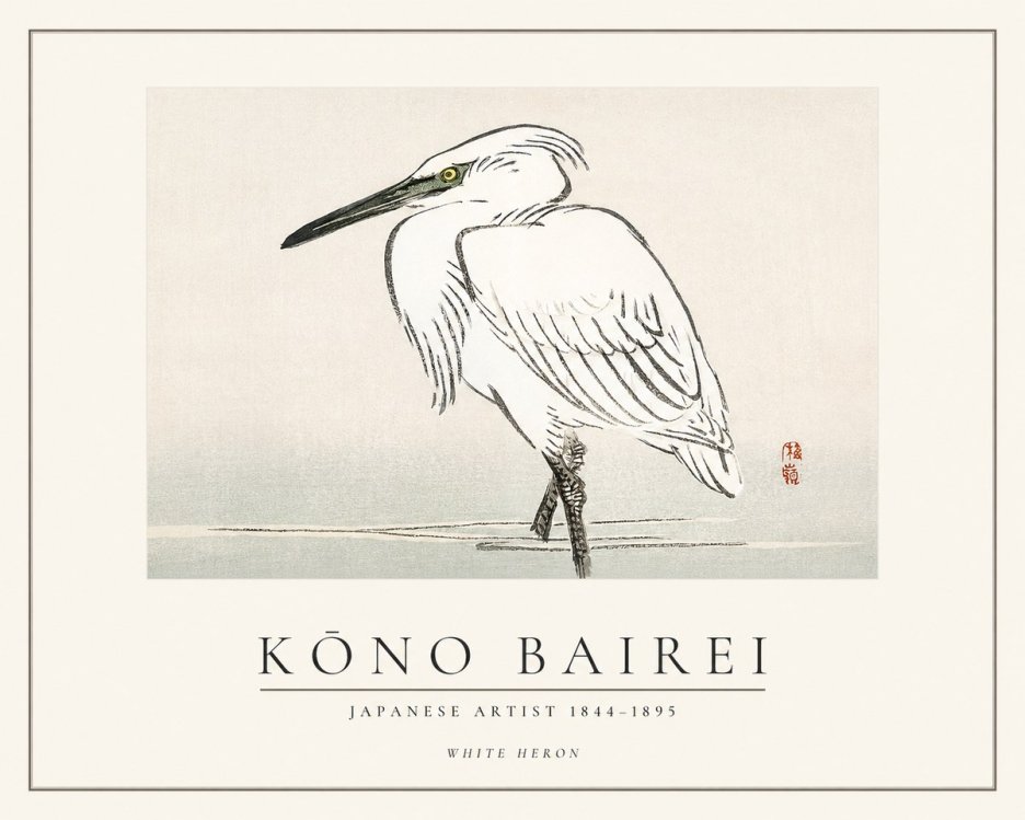 Kōno Bairei White Heron No1 - Juliste