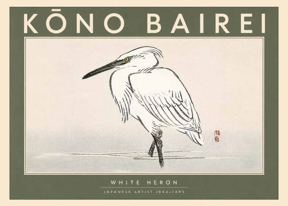 Kōno Bairei White Heron No3 - Juliste