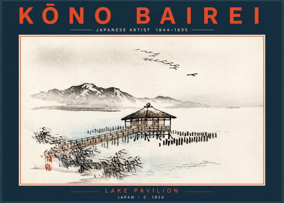 Kōno Bairei Lake Pavilion No5 - Juliste