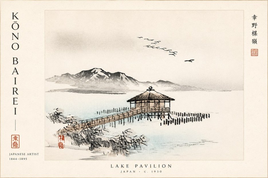 Kōno Bairei Lake Pavilion No6 - Juliste