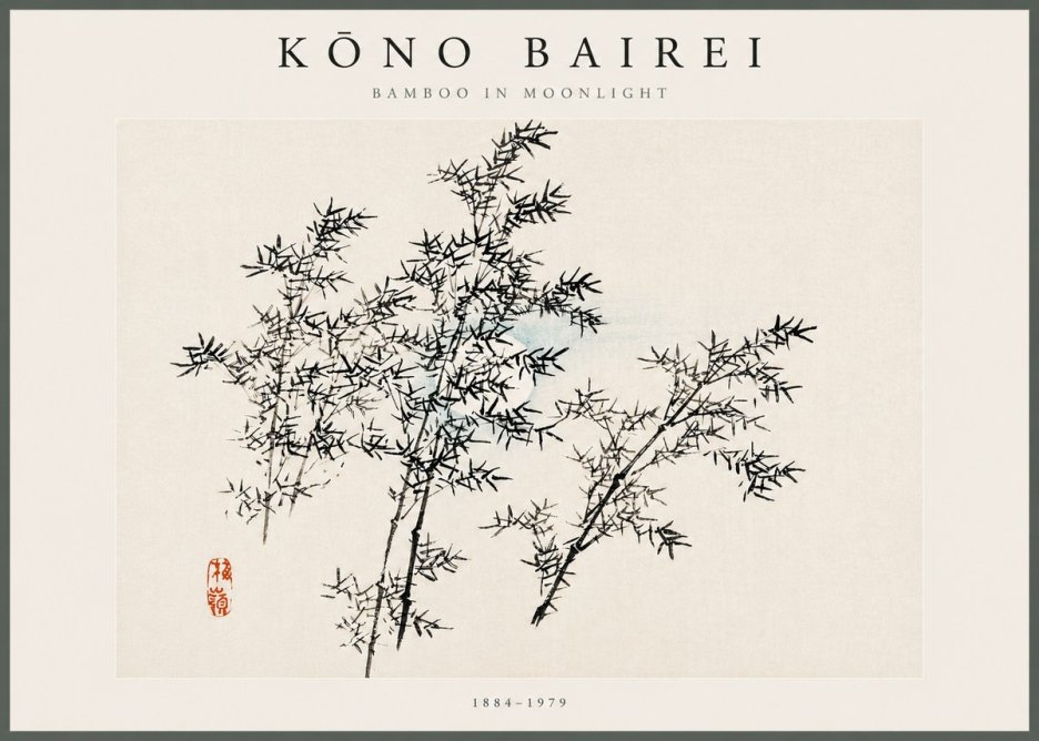 Kōno Bairei Bamboo in Moonlight No5 - Juliste