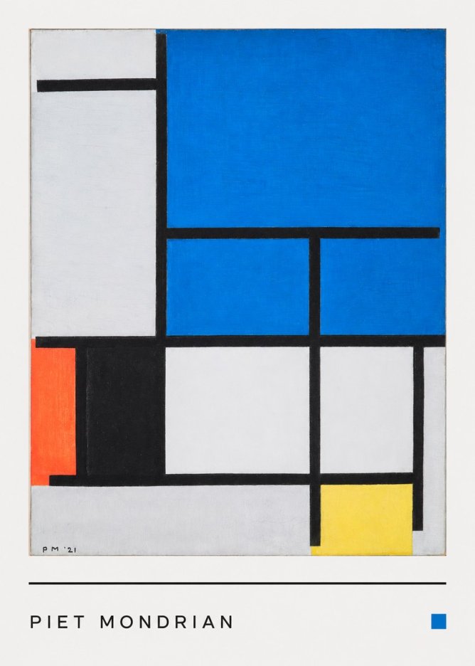 Piet Mondrian Composition with Red, Black, Blue, and Yellow No4 - Juliste