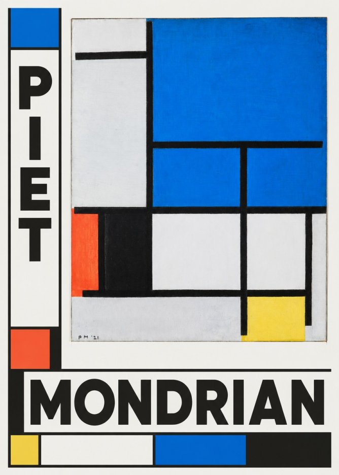 Piet Mondrian Composition with Red, Black, Blue, and Yellow No6 - Juliste