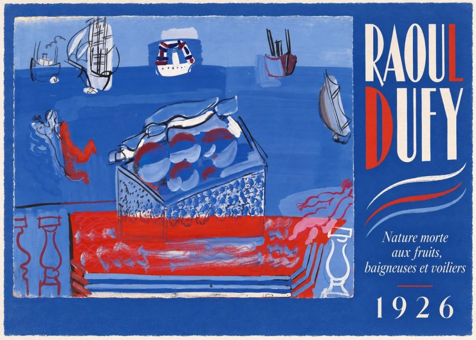 Raoul Dufy Nature Morte Aux Fruits, Baigneuses Et Voiliers No4 - Juliste