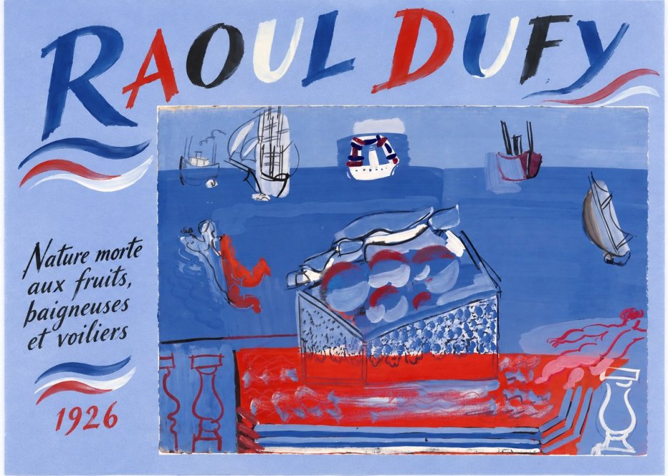 Raoul Dufy Nature Morte Aux Fruits, Baigneuses Et Voiliers No5 - Juliste