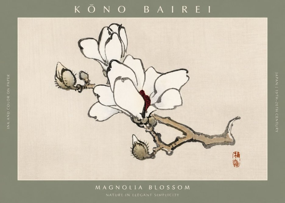 Kōno Bairei Magnolia Blossom No2 - Juliste