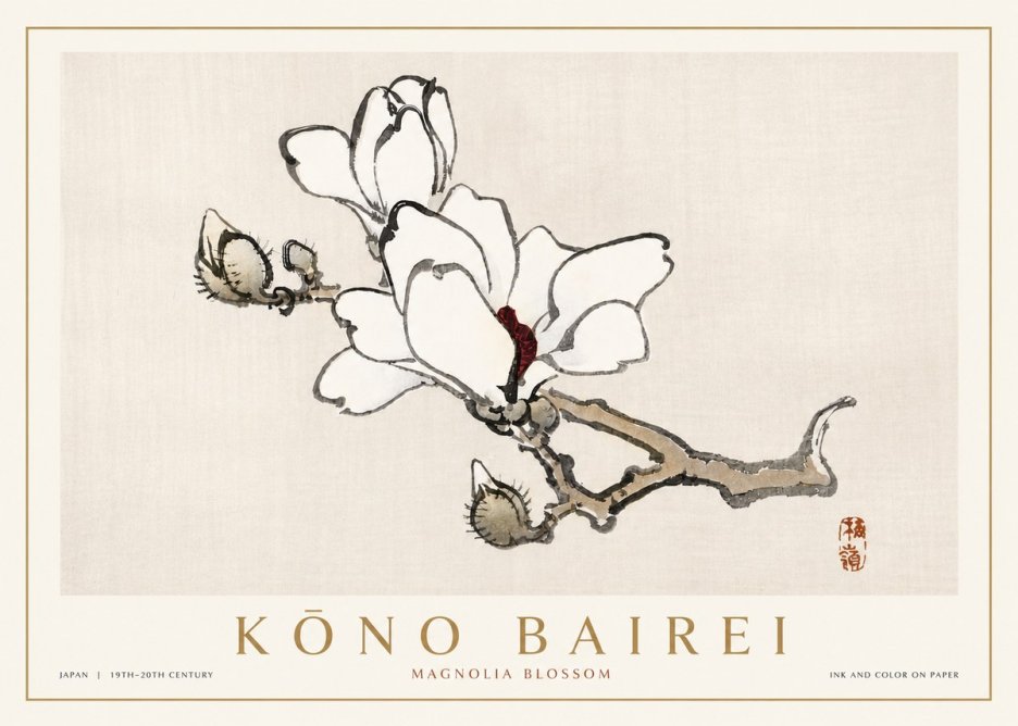 Kōno Bairei Magnolia Blossom No4 - Juliste