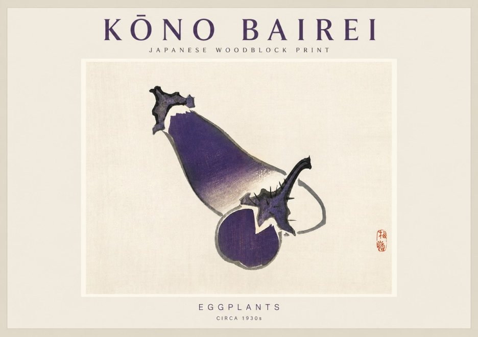 Kōno Bairei Eggplants No1 - Juliste