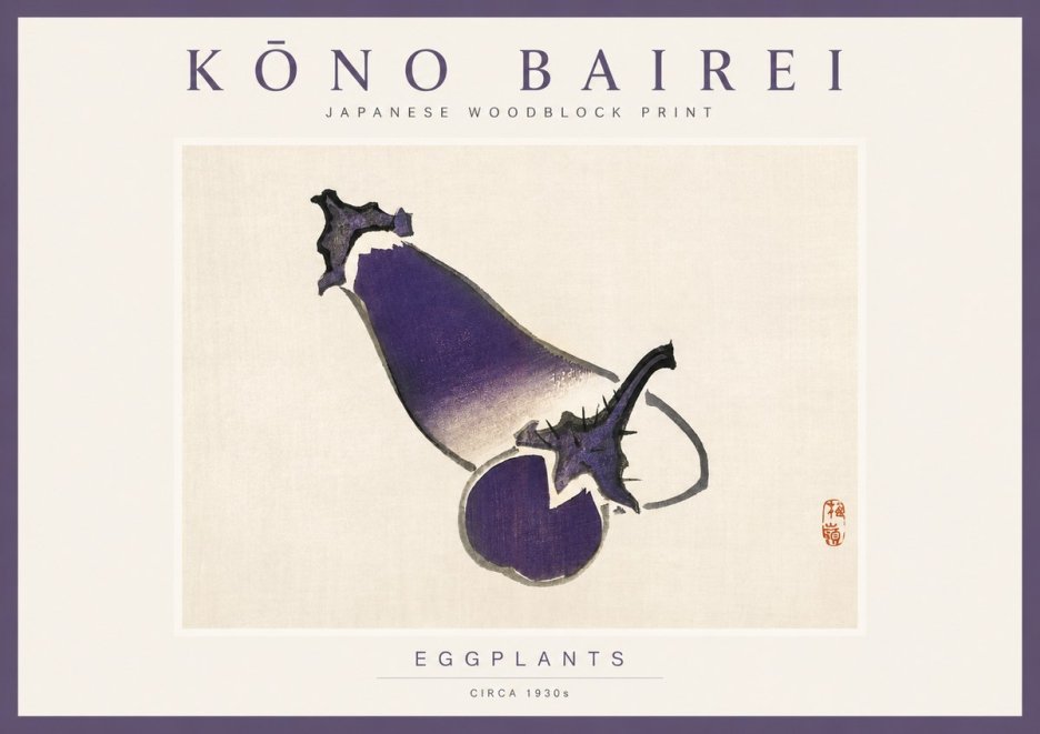 Kōno Bairei Eggplants No2 - Juliste