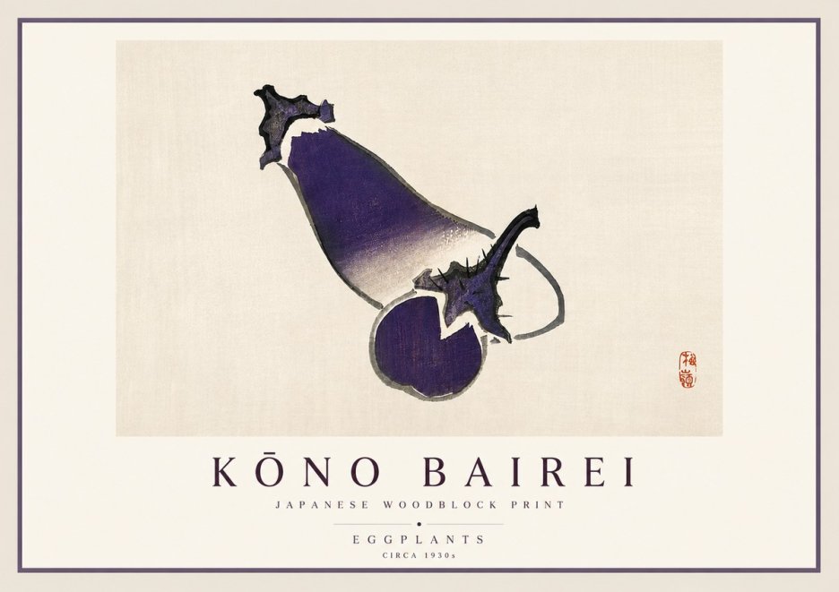 Kōno Bairei Eggplants No3 - Juliste