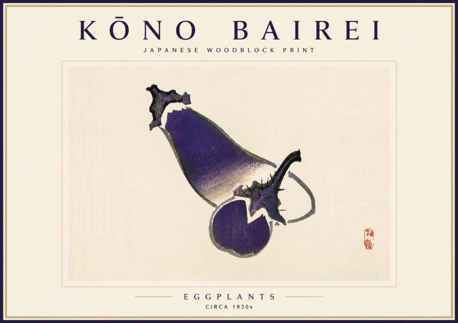 Kōno Bairei Eggplants No4 - Juliste