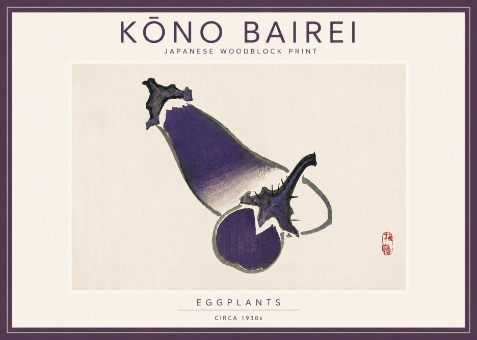 Kōno Bairei Eggplants No5 - Juliste
