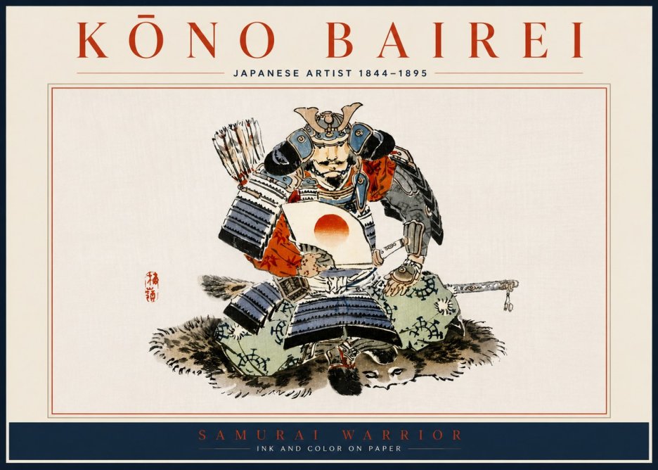 Kōno Bairei Samurai Warrior No5 - Juliste