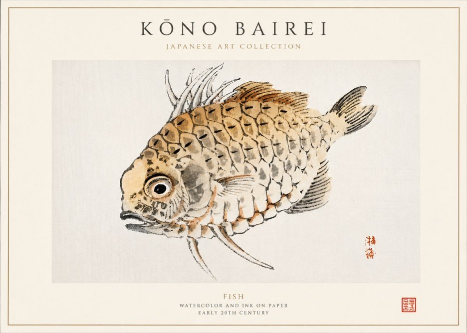 Kōno Bairei Fish III No3 - Juliste