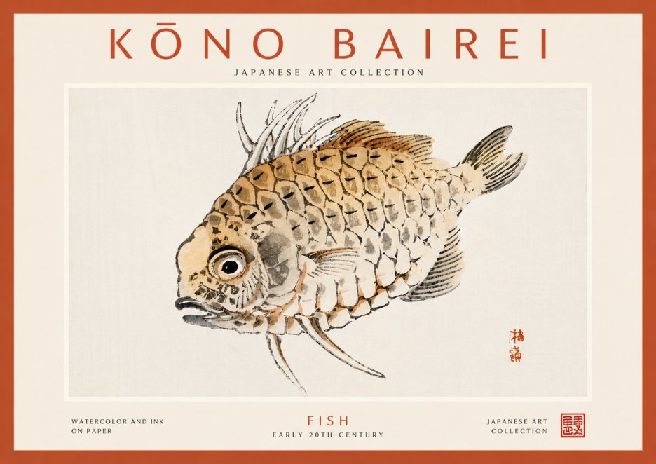Kōno Bairei Fish III No6 - Juliste