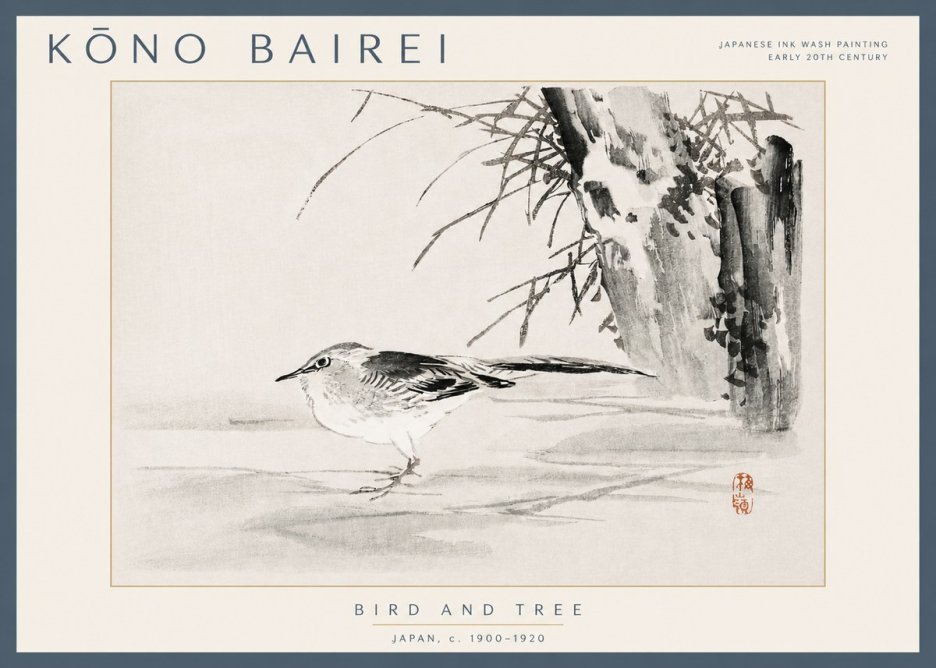 Kōno Bairei Bird and Tree No3 - Juliste